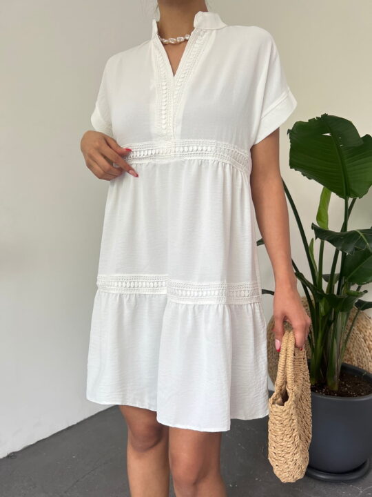 V-Neck Scalloped Aerobin Dress
