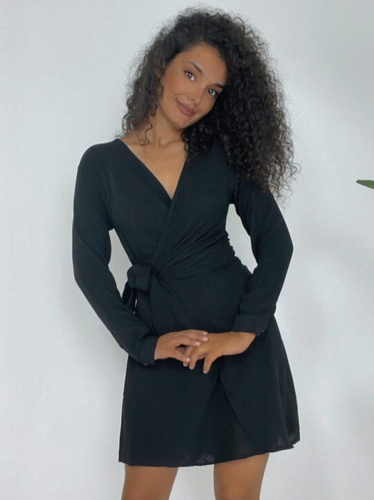 Double Breasted Collar  Waist Tied Aerobin Dress
