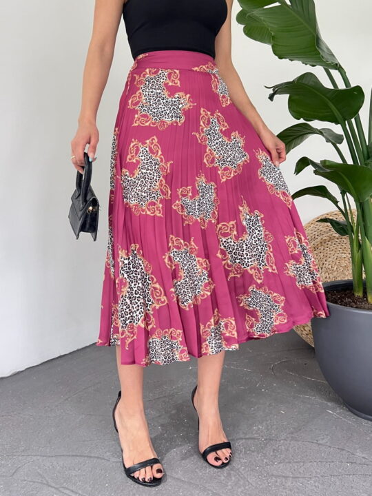 Pleated Satin Pattern Skirt