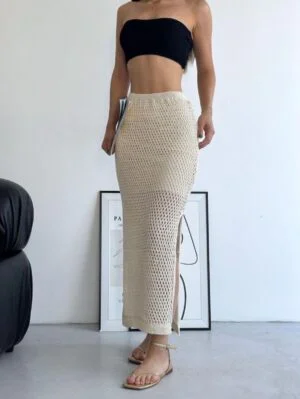 Slit Lined Knitwear Skirt