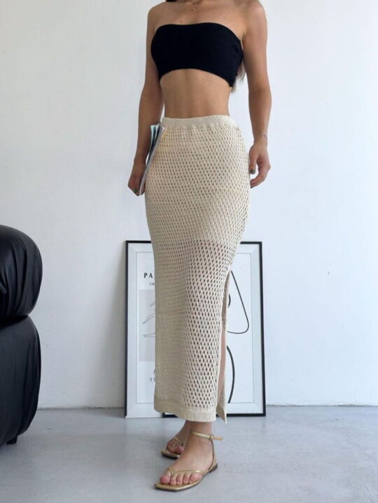 Slit Lined Knitwear Skirt