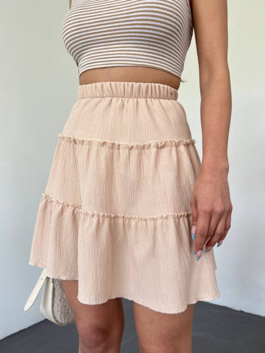 Elastic Waist Short Skirt