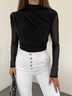 Tulle Sleeve Sandy Blouse