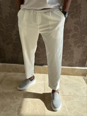 Men's Baggy White Trousers