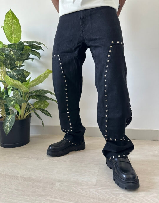 Men's Black Designer Baggy Jeans Trousers