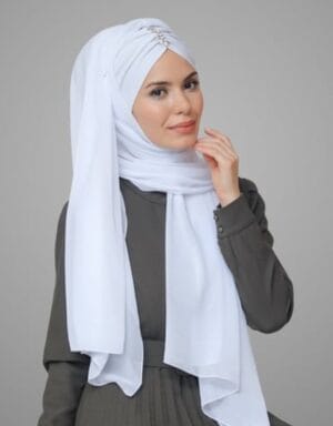 Back-Tie Chiffon Pleated Shawl with Handcrafted Stone Embellishments