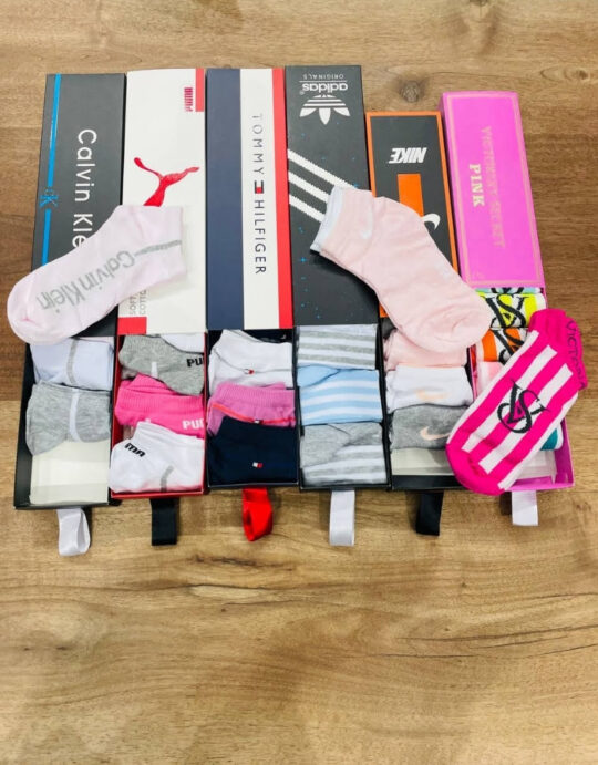 6 Pair Women’s High Quality Short Designer Socks