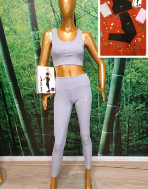 Women's Workout Sets 2 Piece Seamless Ribbed Crop Tank High Waist Leggings Yoga Outfits