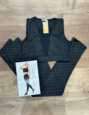 Women's Workout Set 2 Piece Seamless Ribbed Crop Tank High Waist Leggings Yoga Outfit